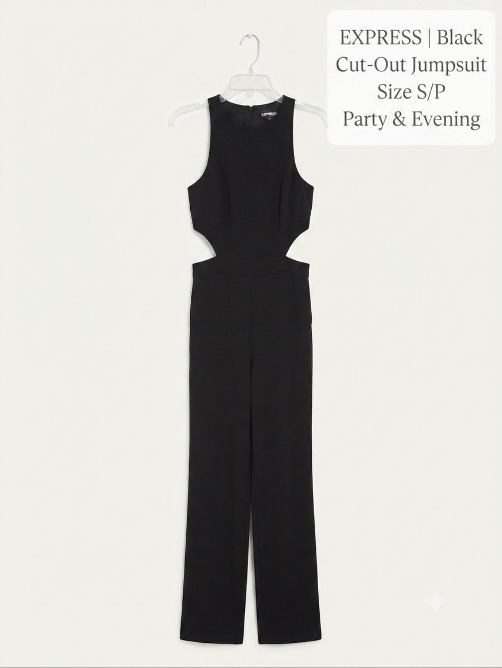 ​✨ Express Black Sleeveless Cut-Out Wide Leg Jumpsuit Size S/P Evening Party ✨